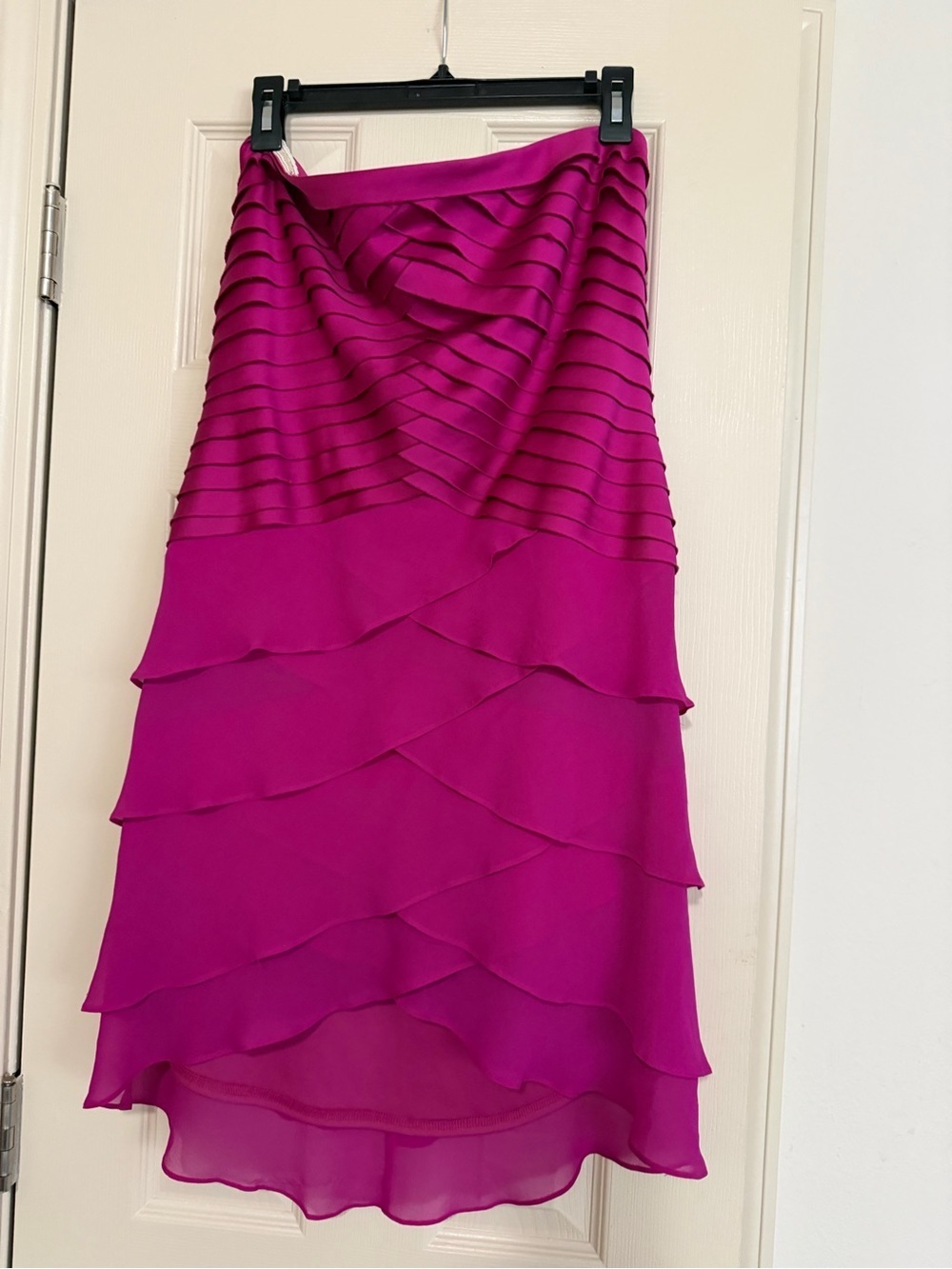 Tadashi Strapless Fuchsia high - low Layered Chiffon Dress size 10 - Picture 4 of 4